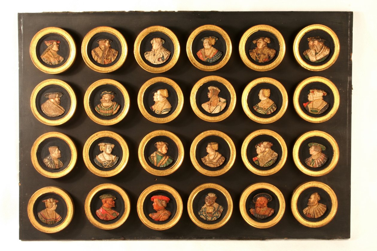 Een collectie van vierentwintig tekenaars als portretmedaillons door Friedrich (after) Hagenauer
