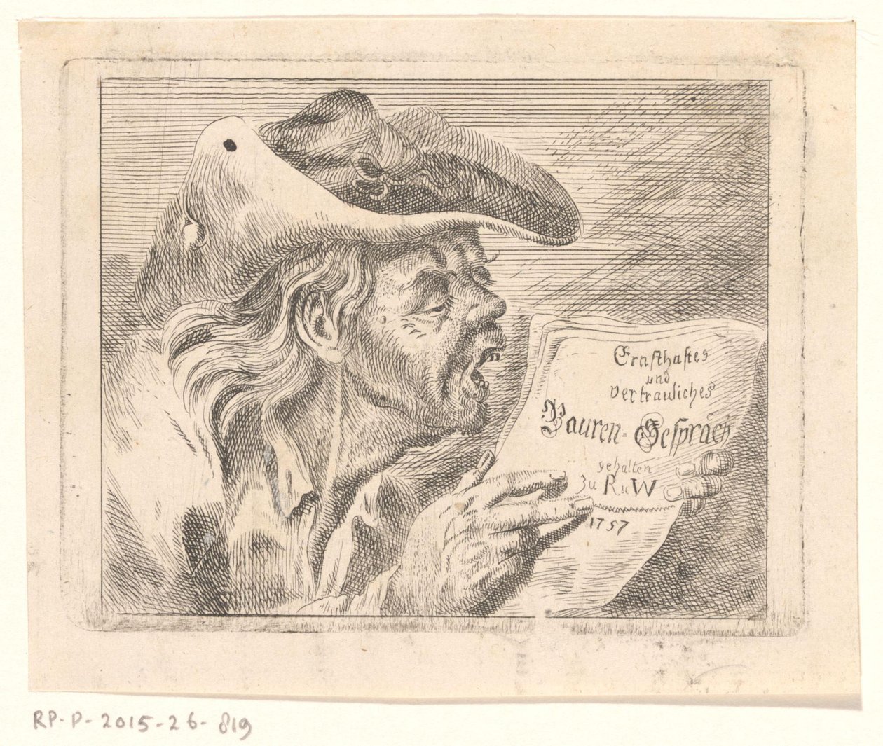 Buste van een oude boer met een pamflet in zijn handen door Friedrich Christian Gottlieb Geyser (possibly)