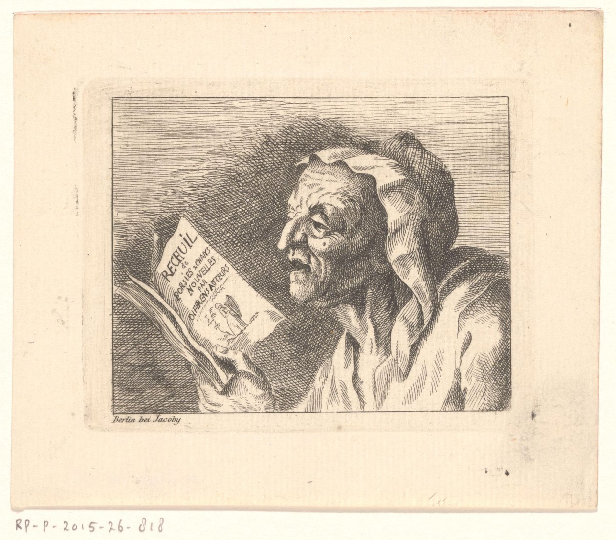 Buste van een oude vrouw met een liedboek in haar handen door Friedrich Christian Gottlieb Geyser (possibly)