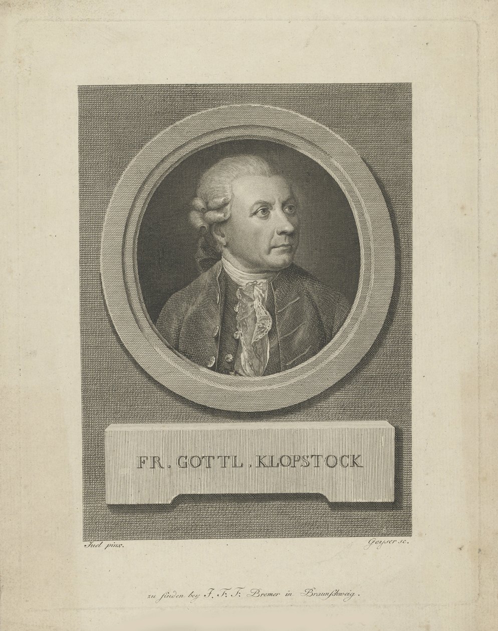 Portret van Friedrich Gottlieb Klopstock 1724-1803, ca. 1790 door Friedrich Christian Gottlieb Geyser