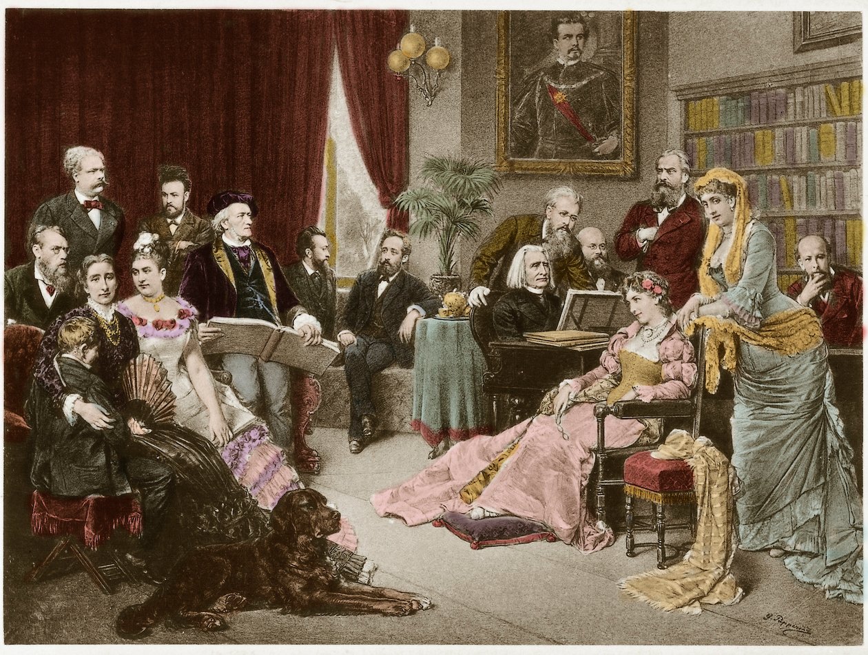 Richard Wagner en Liszt in Bayreuth met Cosima en Siegfried - naar Fritz Georg Papperitz door Friedrich Georg Papperitz