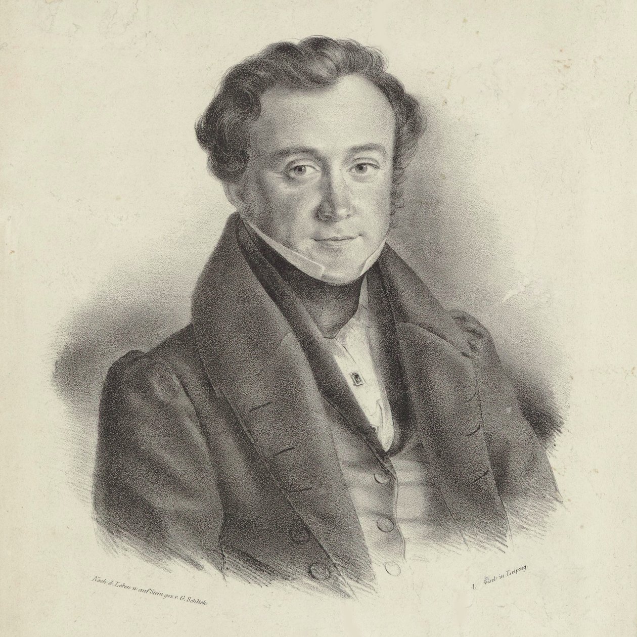 Portret van de componist Johann Wenzel Kalliwoda door Friedrich Gustav Schlick
