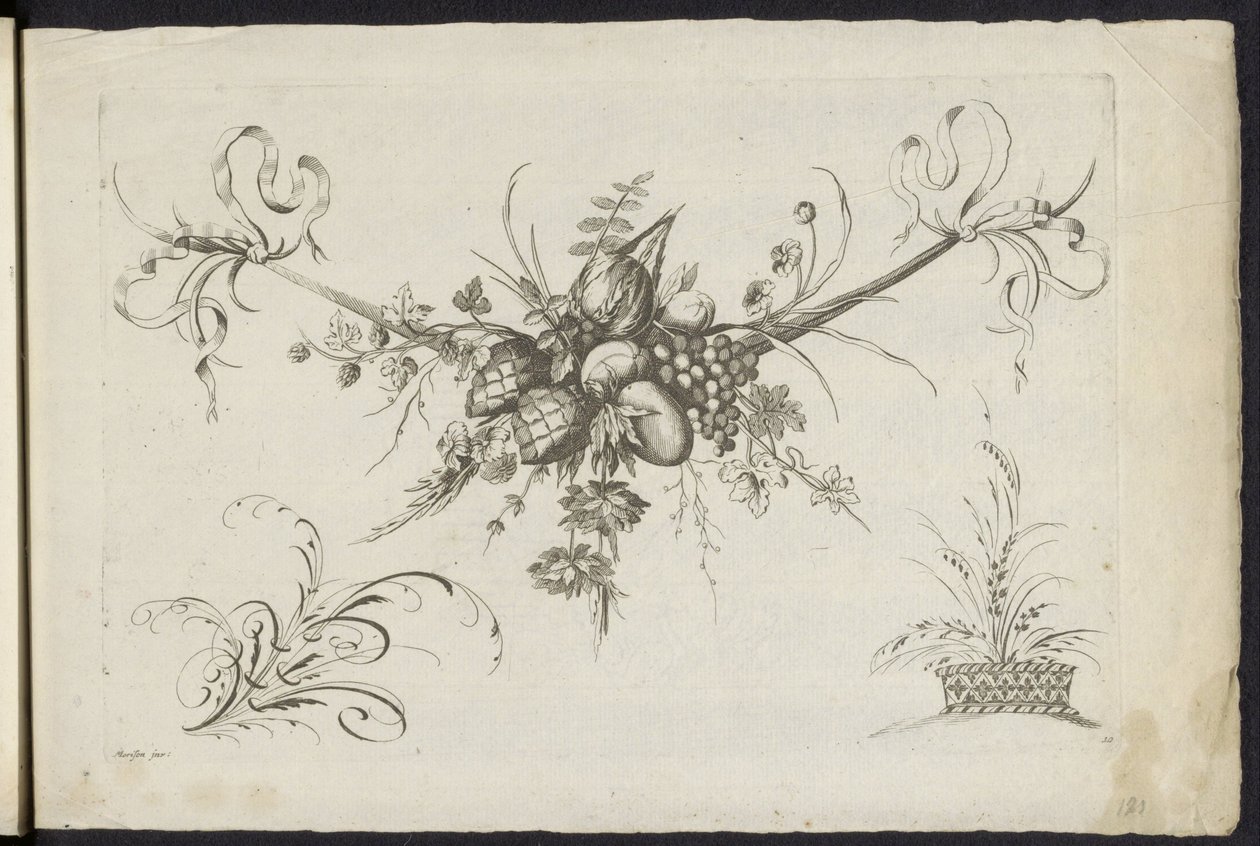 Festoen van vruchten, bladeren en bloemen door Friedrich Jacob Morisson