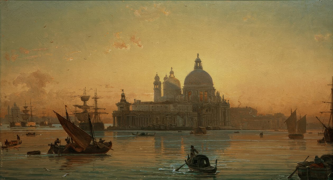 Avondsfeer in Venetië met Santa Maria della Salute door Friedrich Nerly