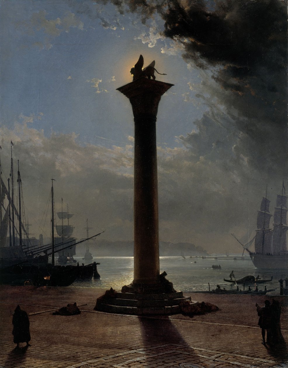 Maanlicht boven de Piazzetta, ca. 1837 (olieverf op doek) door Friedrich Nerly