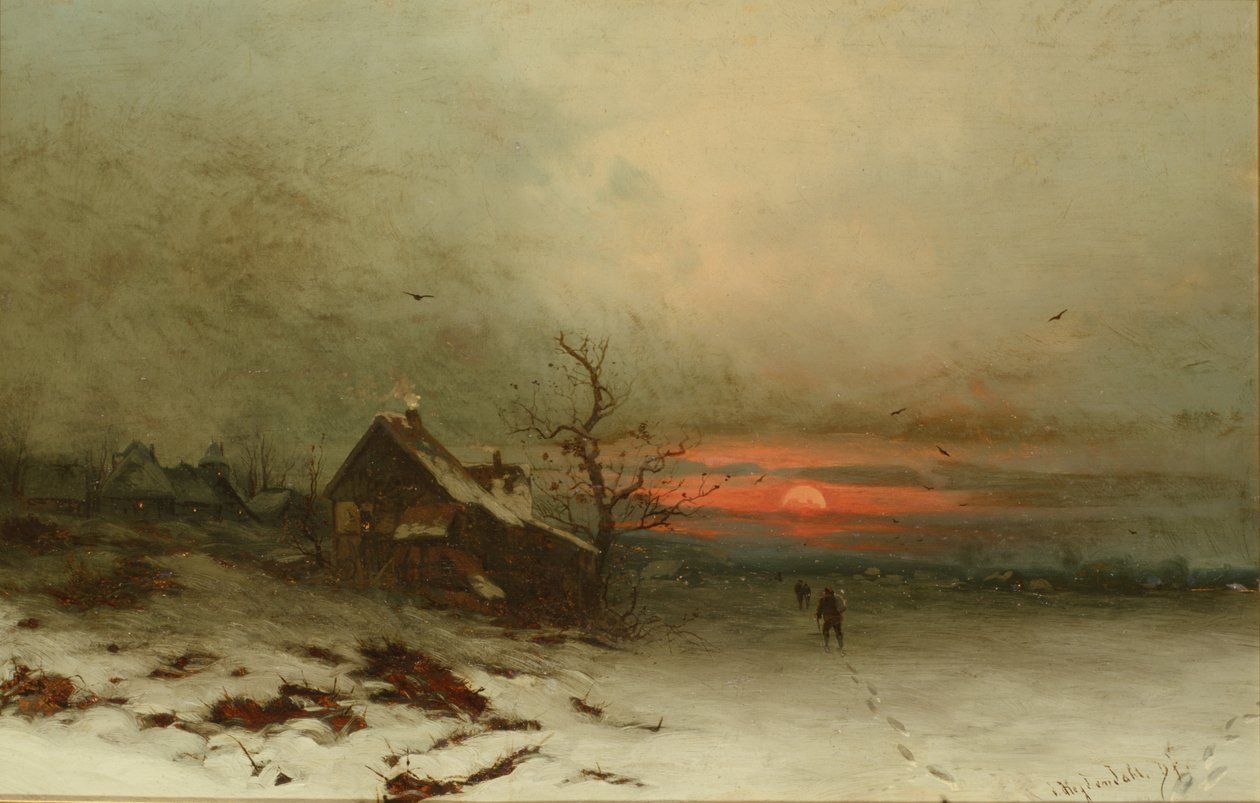 Terug naar huis bij zonsondergang door Friedrich Nicolai Joseph Heydendahl