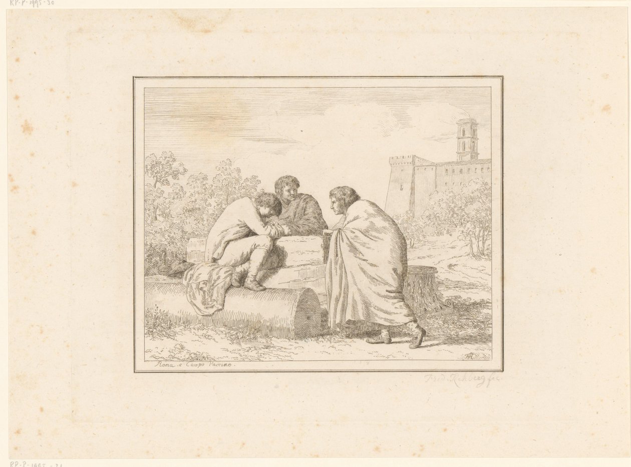 Drie jongemannen door Friedrich Rehberg