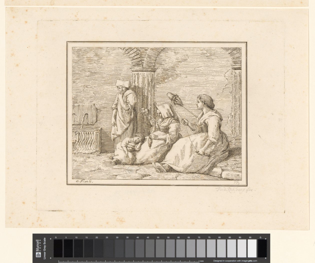 Spinnende vrouwen door Friedrich Rehberg