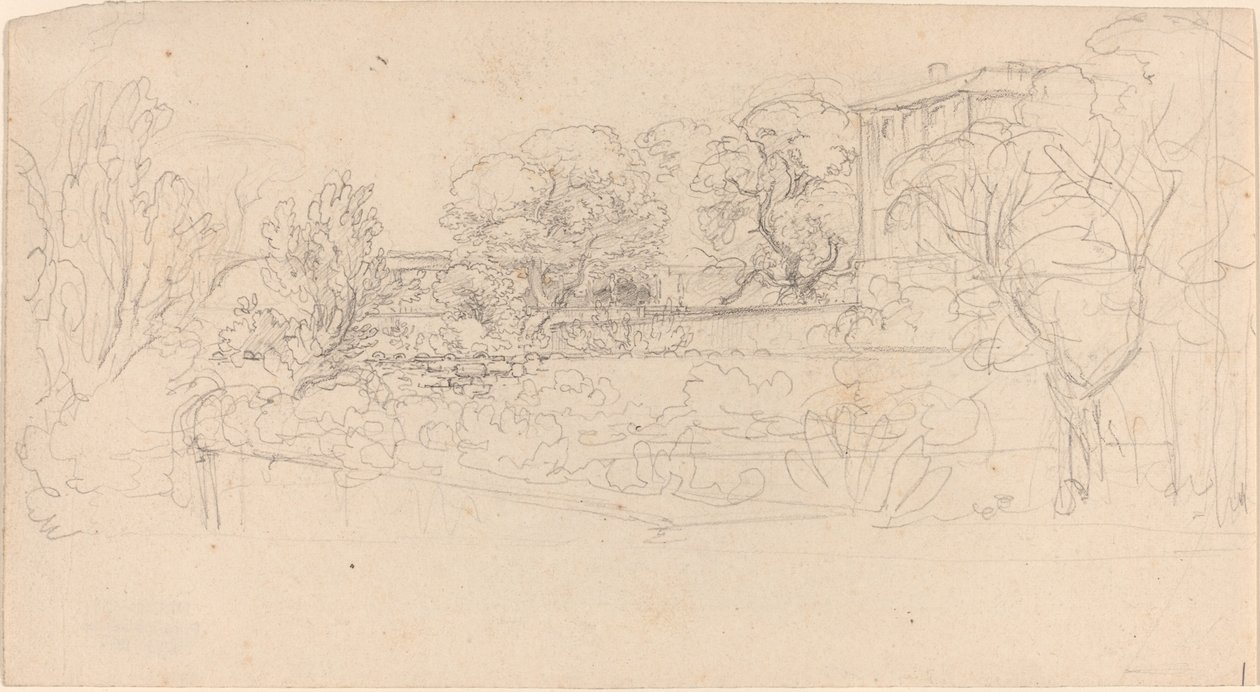 Een terrasvormige tuin bij een villa door Friedrich Salathé