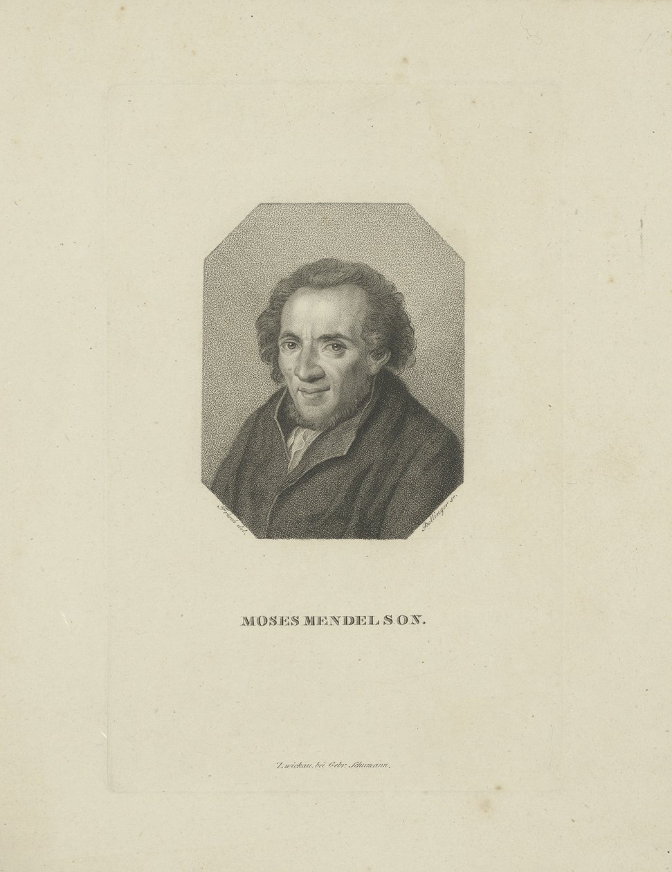 Portret van Moses Mendelssohn 1729-1786, 1818 door Friedrich Wilhelm Bollinger