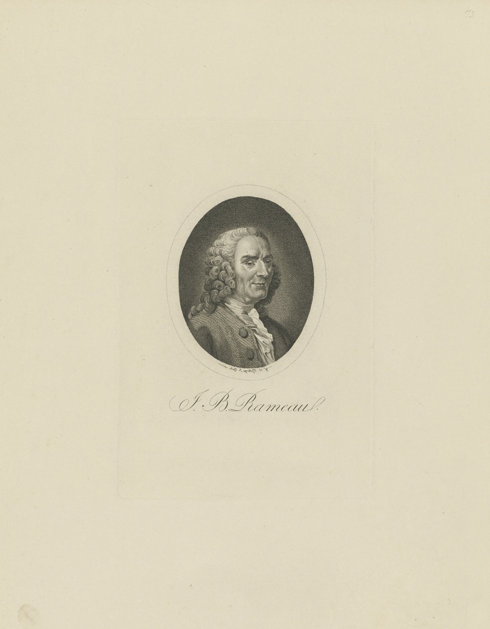 Portret van de componist Jean-Philippe Rameau door Friedrich Wilhelm Bollinger