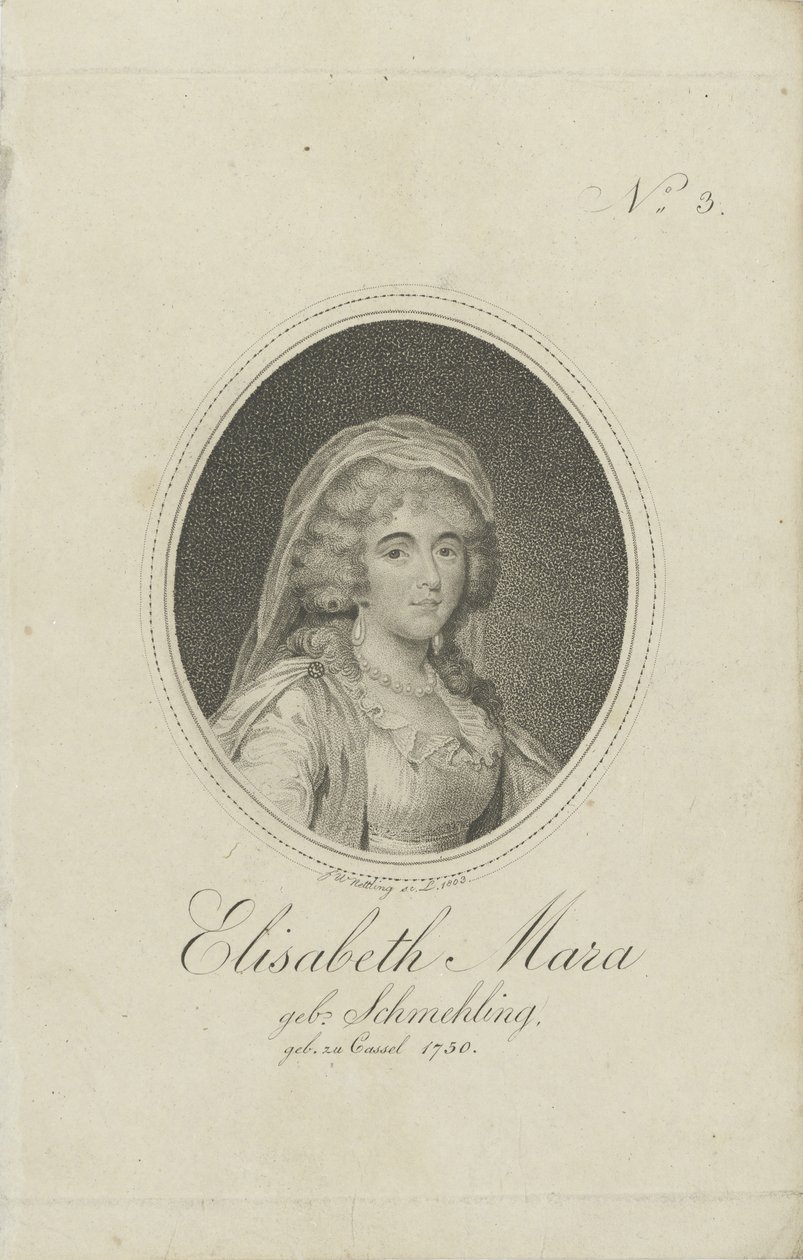 Gertrud Elisabeth Mara, geboren Schmeling 1749-1833, 1803 door Friedrich Wilhelm Nettling