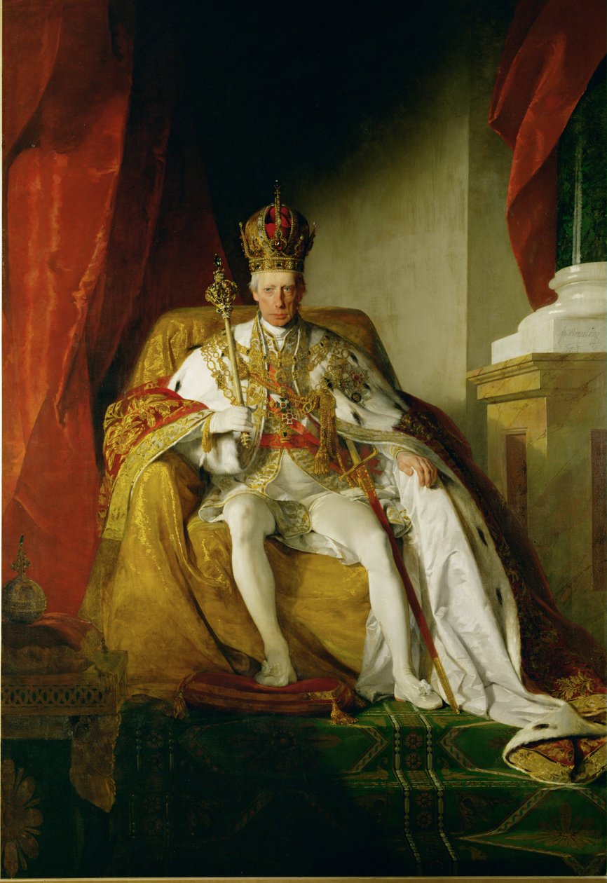 Keizer Frans I in kroningsgewaden van het Oostenrijkse Rijk ... door Friedrich von Amerling