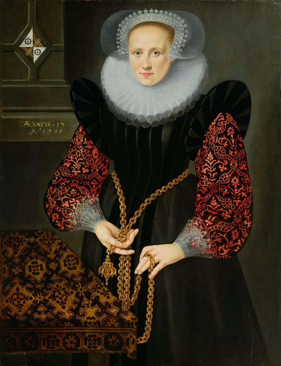 Portret van Aefge Gijbland, zeventien jaar oud, 1598 door Friesian School