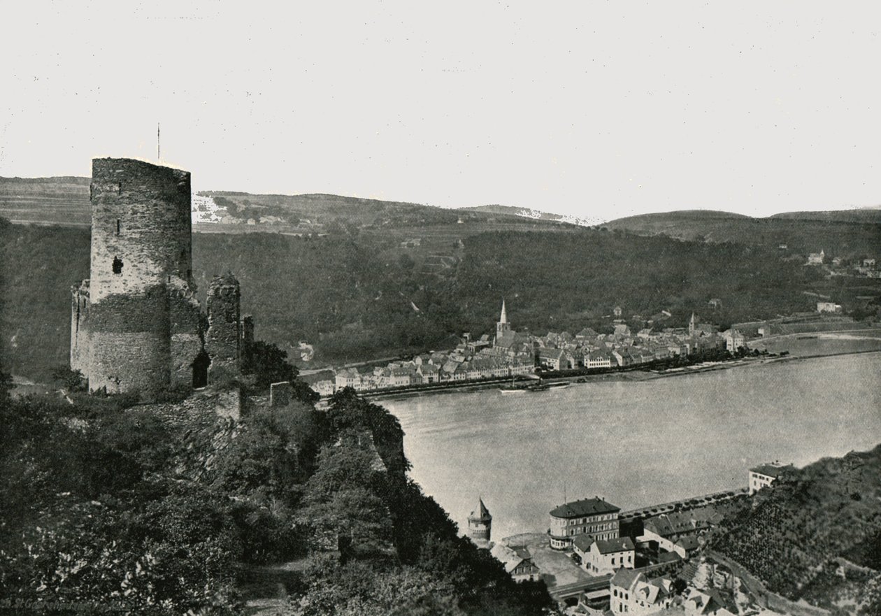 De Katz met uitzicht op de Rijn, St Goarshausen, Duitsland door Frith and Co