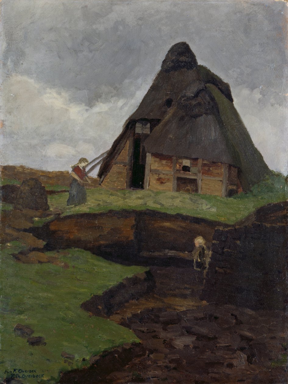 Mire Cottage met Kind door Fritz Overbeck