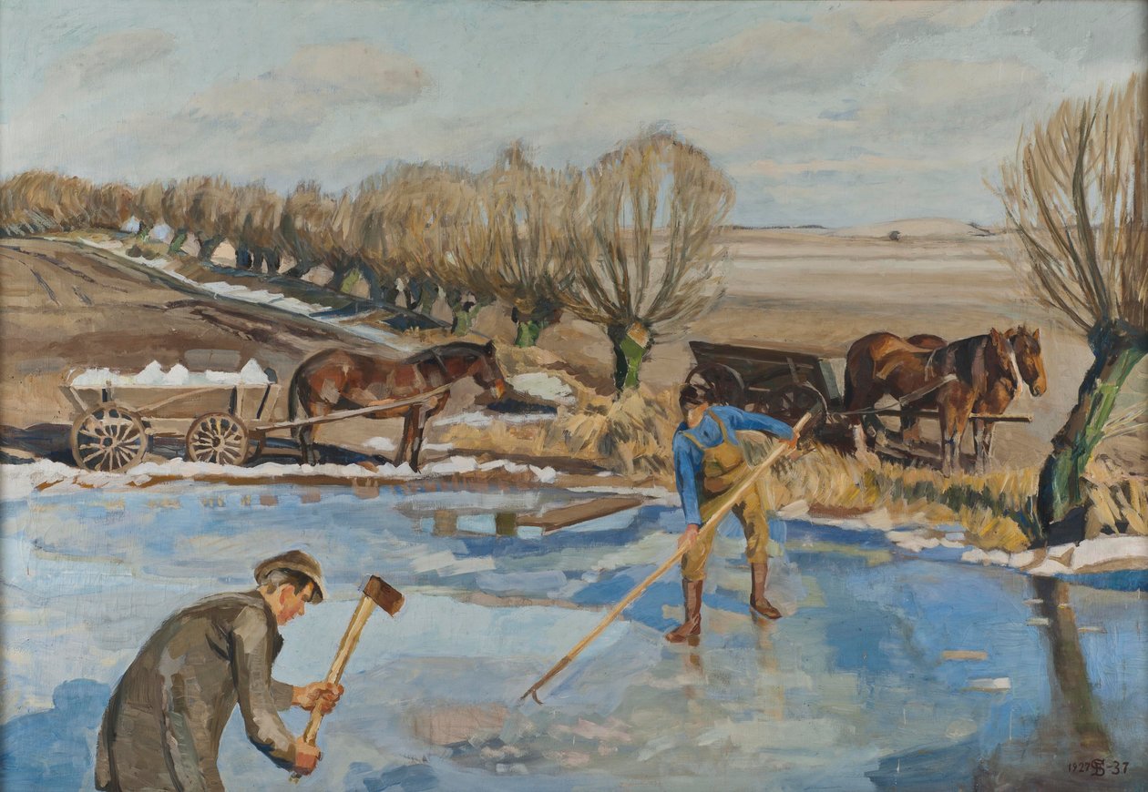 Landarbeiders halen ijs, 1927 door Fritz Syberg