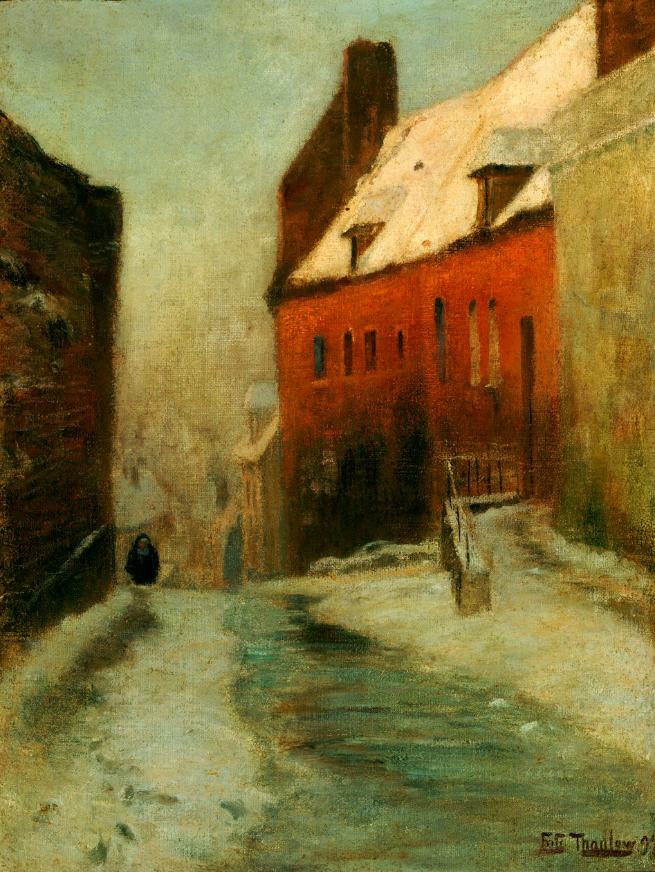 Een Winter Straatscène, Montreuil, 1894 door Frits Thaulow