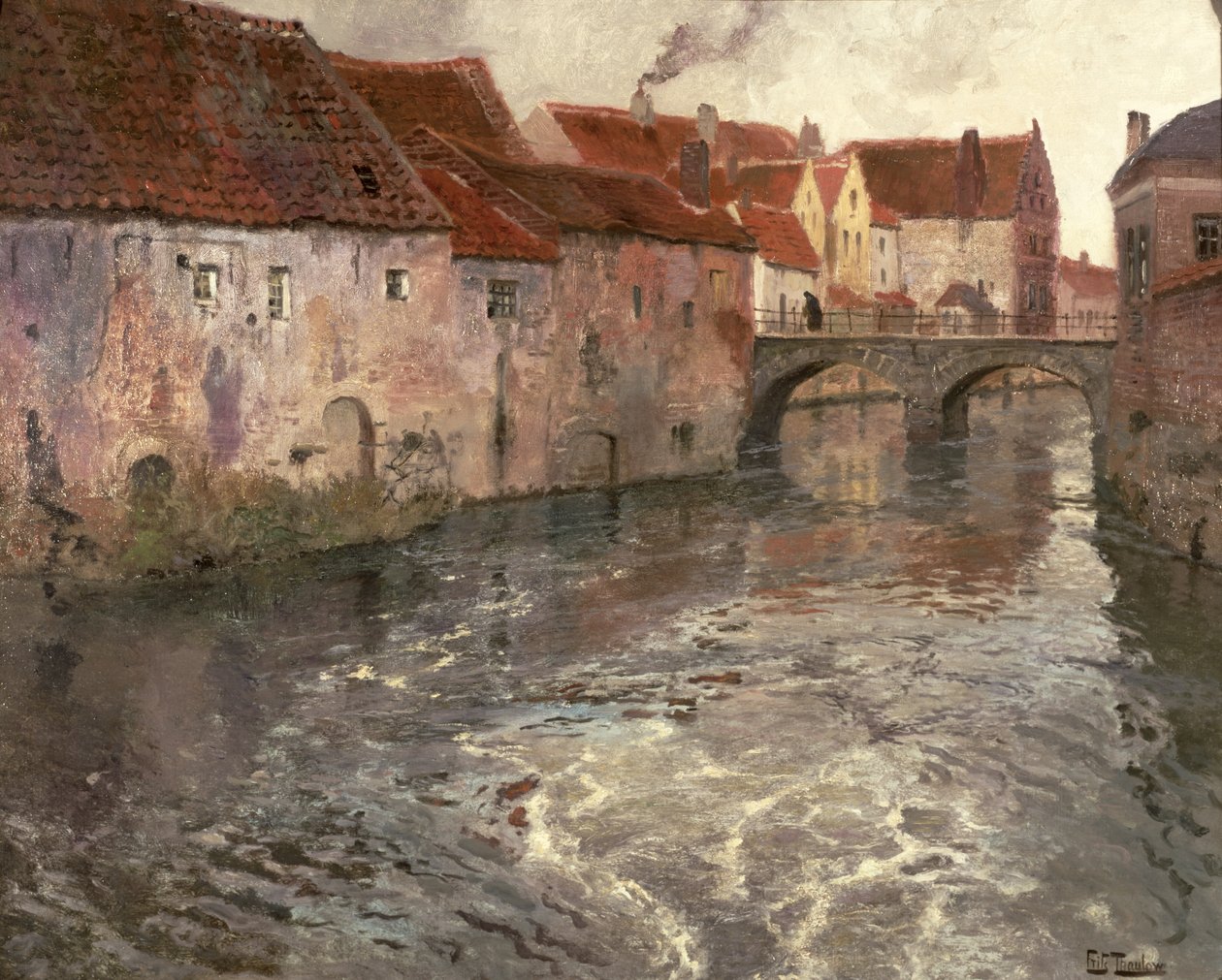 De brug bij Antwerpen (of Oudenard), 1902 door Frits Thaulow