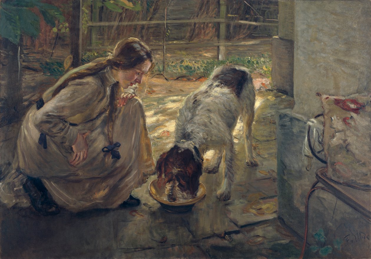 Hondenvoeding door Fritz von Uhde