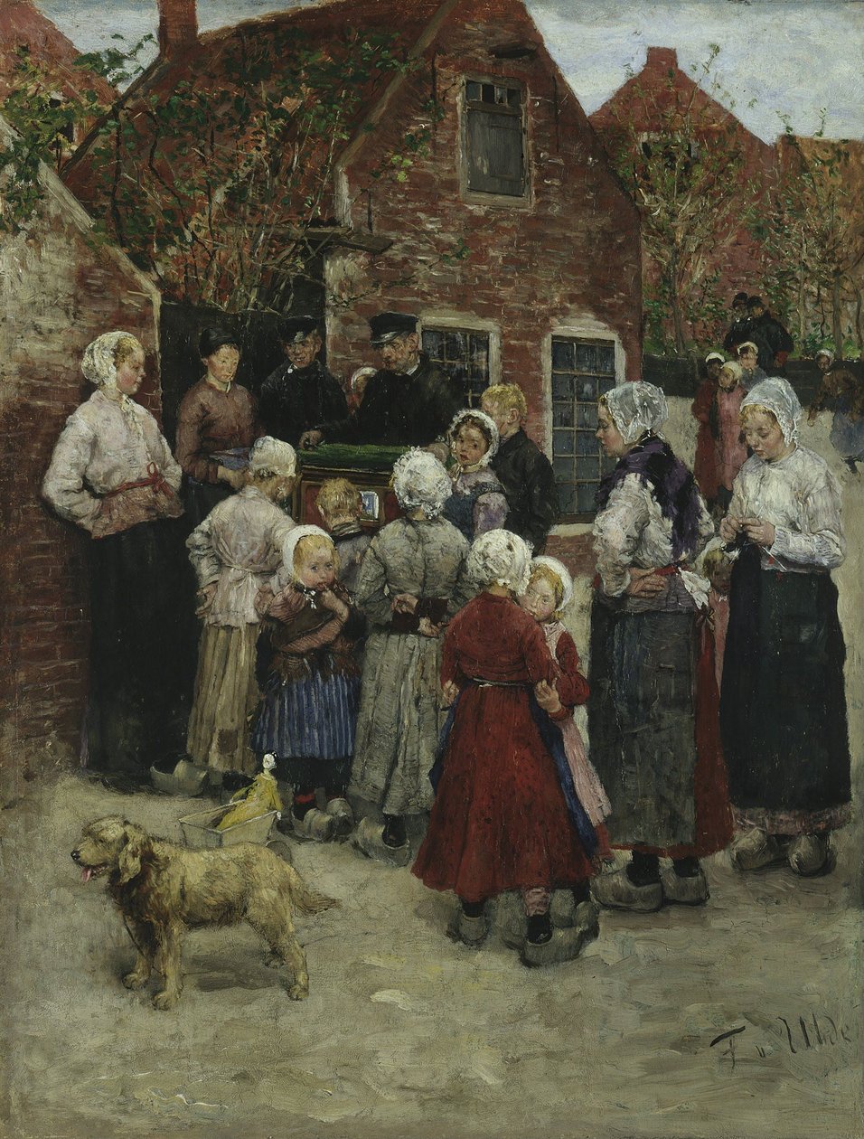 Draaiorgelspeler in Zandvoort door Fritz von Uhde