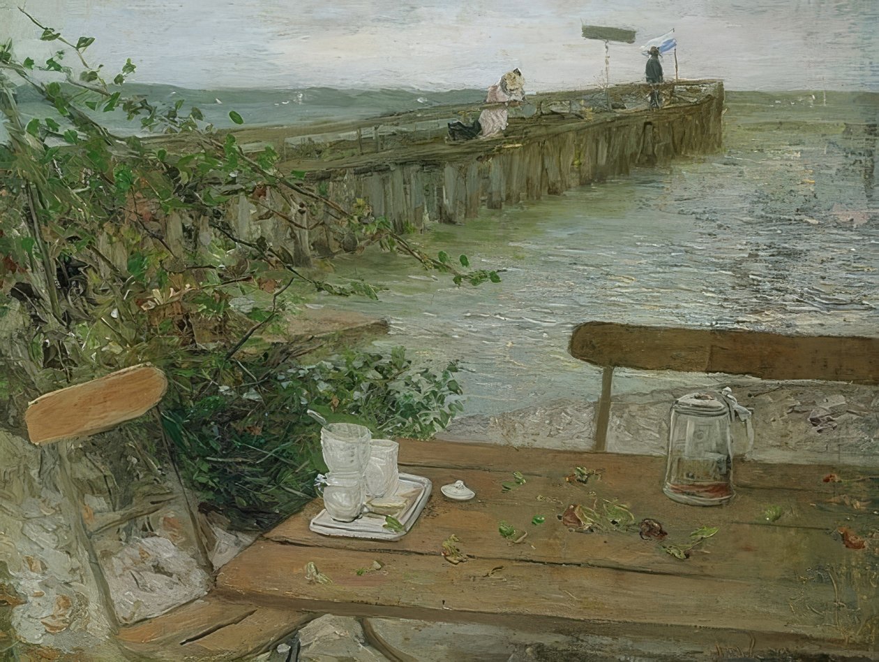Aanlegsteiger aan de Starnberger See door Fritz von Uhde