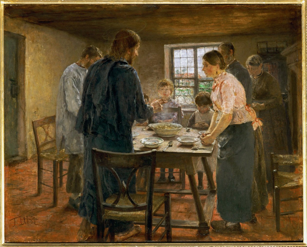 Christus in het huis van een boer - Le Christ chez les paysans ... door Fritz von Uhde