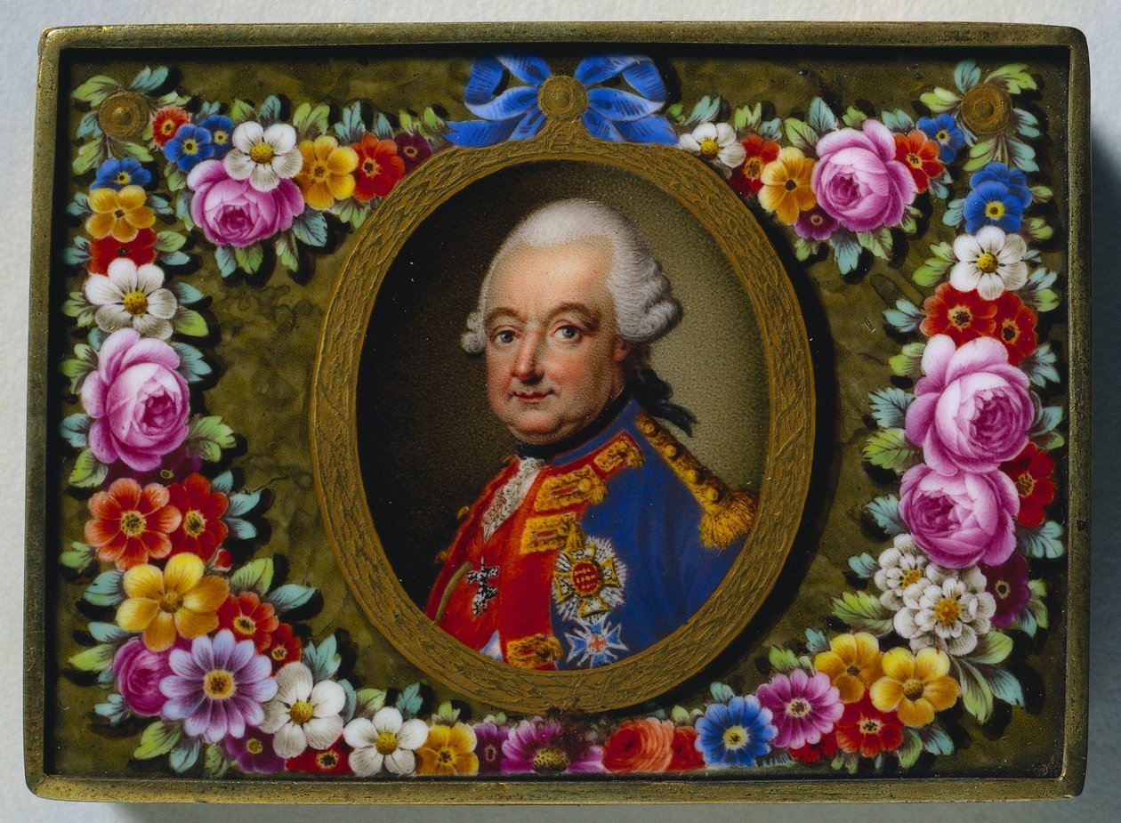 Snuffeldoos met portret van Karel I, Hertog van Brunswijk, c. 1770 door Fürstenberg Porcelain Factory