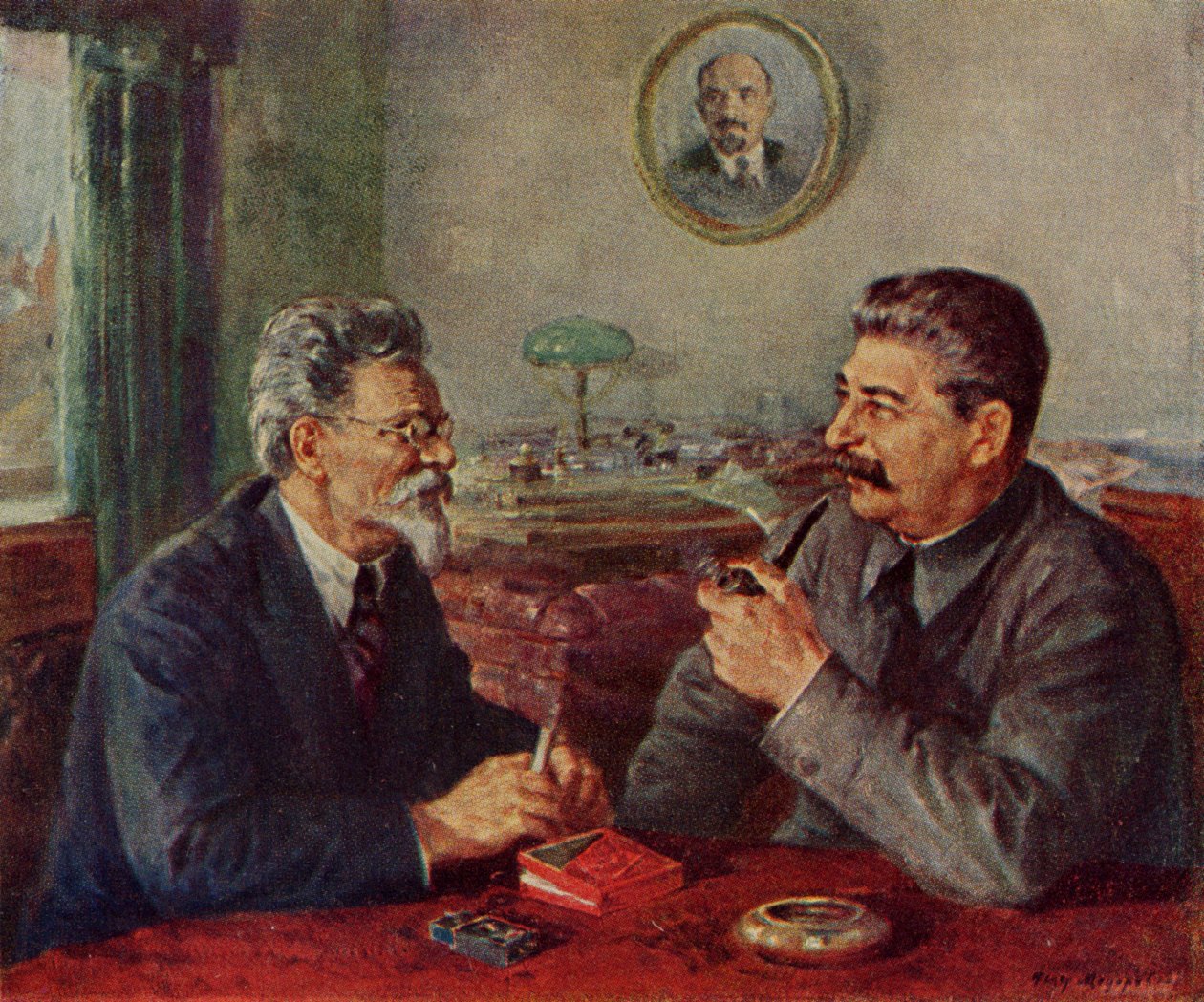 Joseph Stalin & Mikhail Ivanovitch Kalinin door Fyodor Alexandrovich Modorov
