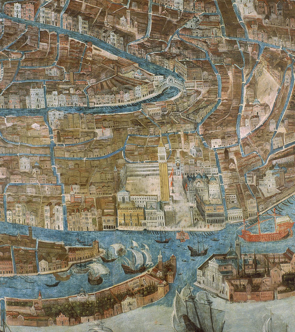 Kaart van Venetië (detail) door G. Barzenti