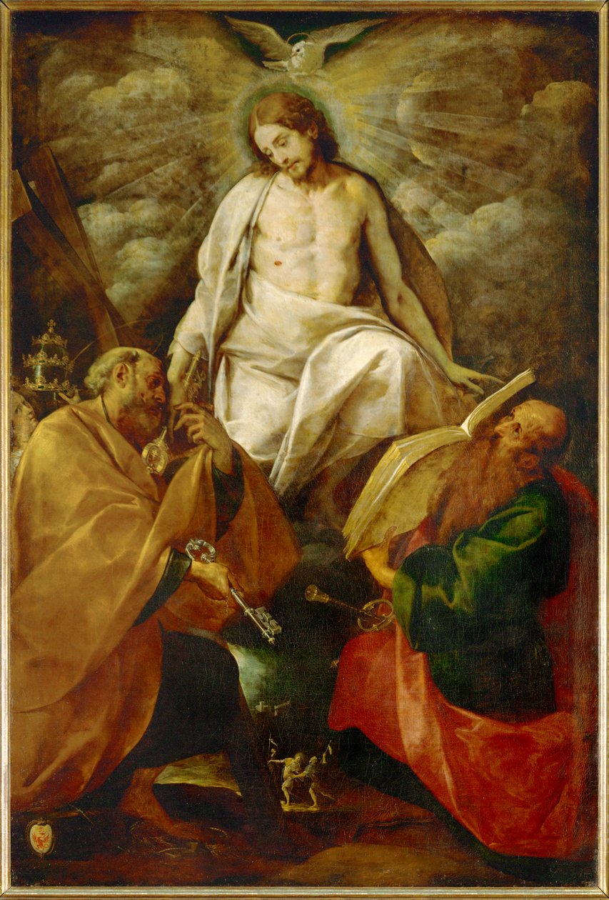 Christus verschijnt aan de heiligen Petrus en Paulus (schilderij) door G.B. & Morazzone P.(1571-1626) Crespi