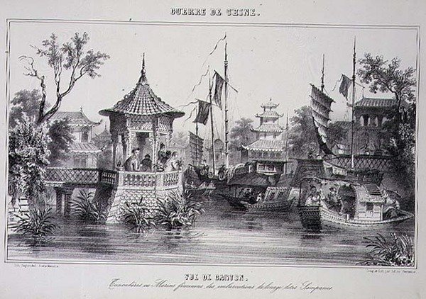 Uitzicht op Canton, vrouwelijke zeilers in hun sampans, uit 