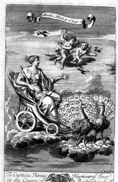 Venus in een Wagen Getrokken door Pauwen, illustratie uit Boek 1 Deel 6 Hoofdstuk 13 van 