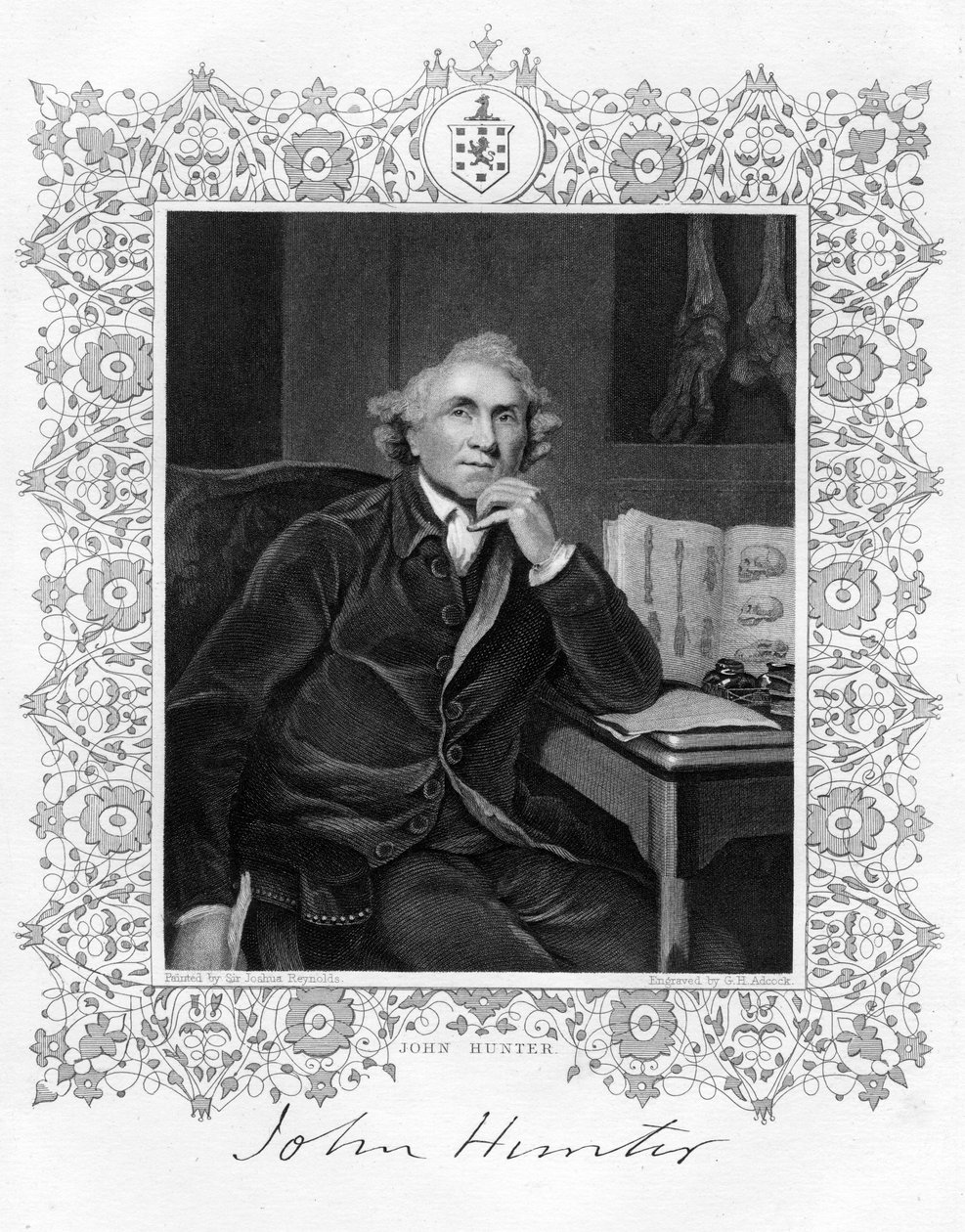 John Hunter 1728-1793, Schotse chirurg, 19e eeuw door G. H. Adcock