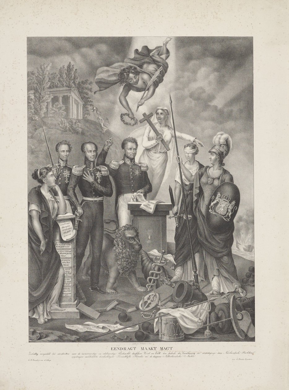 Allegorie op het verbond tussen vorst en volk, 1832 door G. Havius Zanders