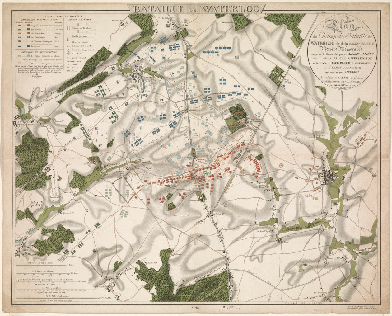 Kaart van de Slag bij Waterloo, 1815 door G. Jacowick