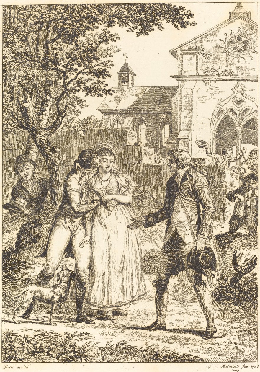 De Teruggegeven Kus: De Geleende Kus door G. Mallesteste after Jacques Louis François Touzé