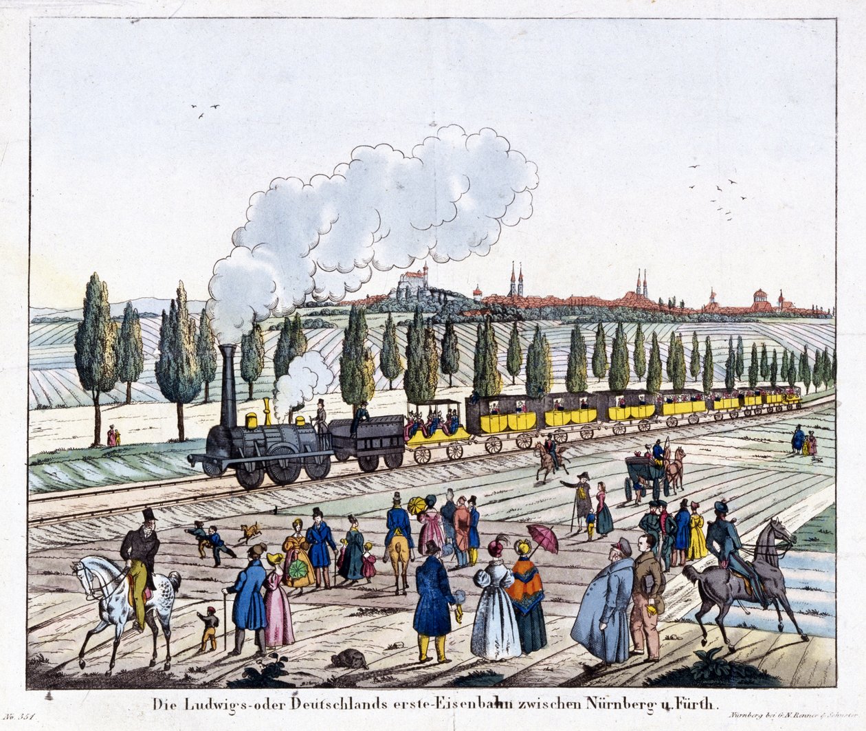 Opening van de Neurenberg-Fürth spoorweg, 7 december 1835 door G. after Renner