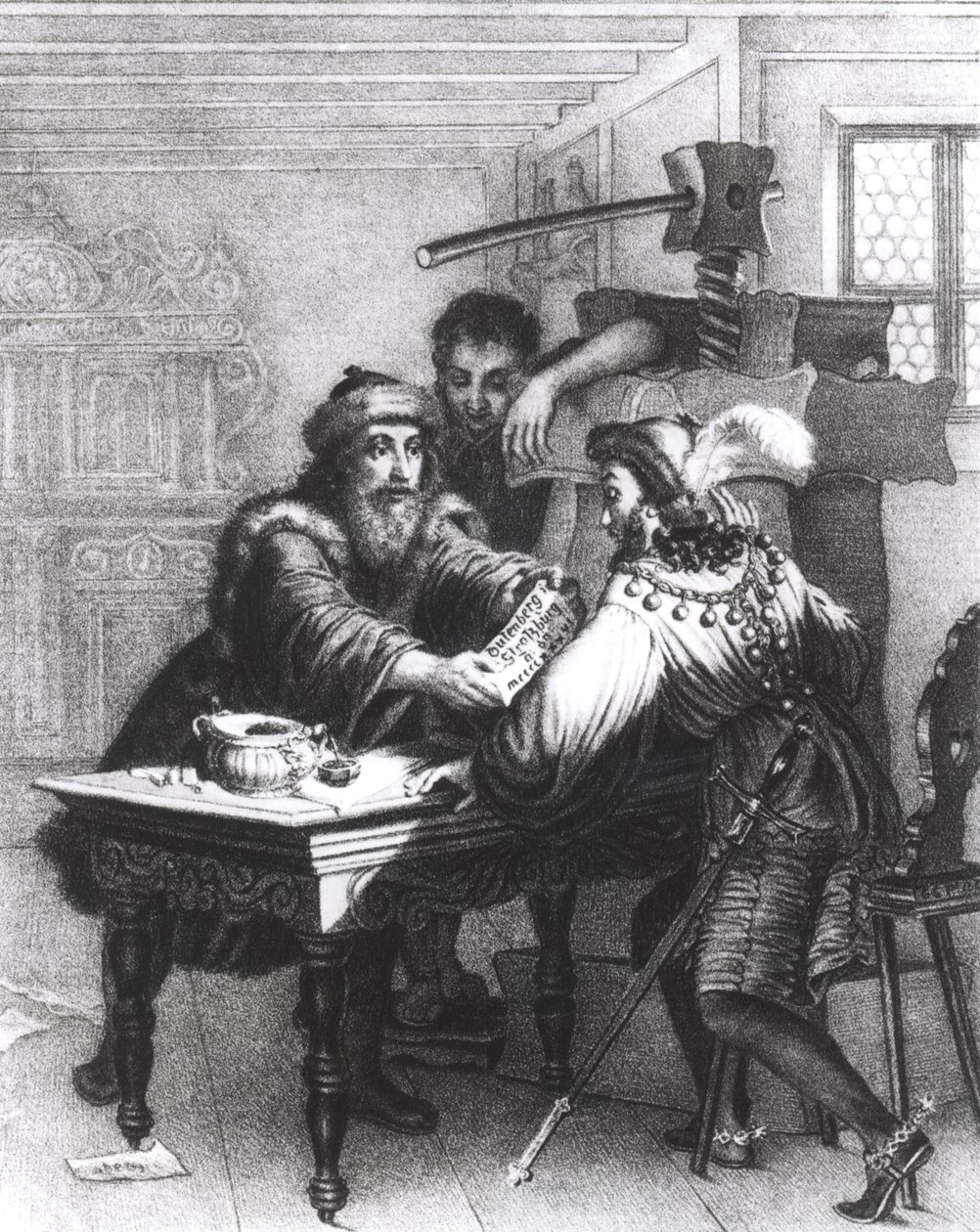 De Uitvinding van de Drukkunst, 1827 door Gabriel Christophe Guerin