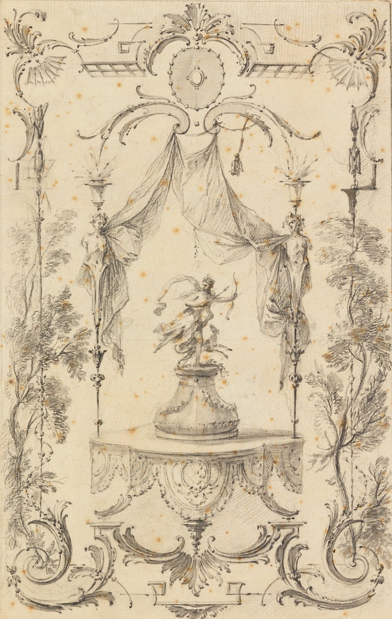 Ontwerp voor Muurpaneel met Thema van Diana door Gabriel Huquier