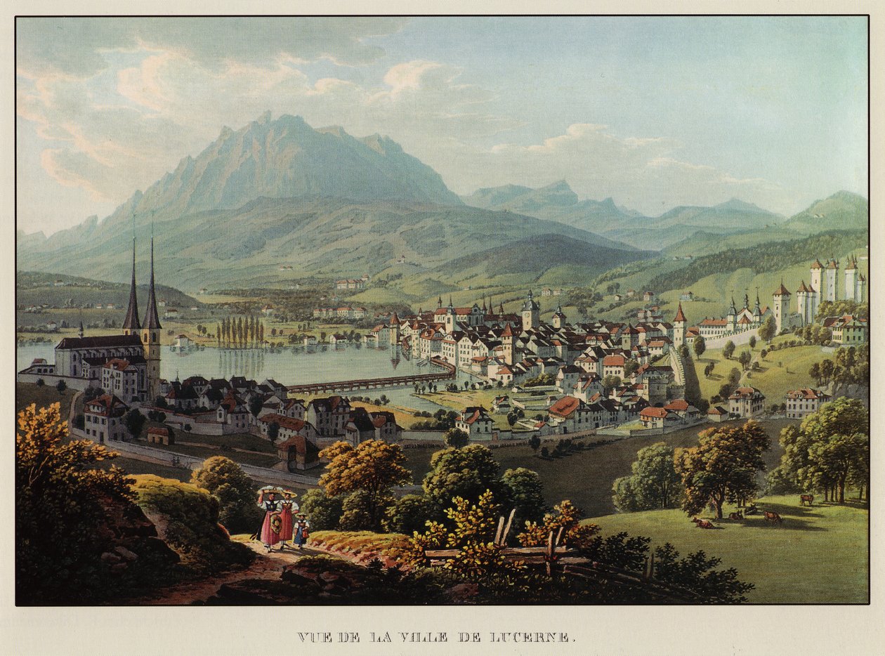Gezicht op de stad Luzern door Gabriel Ludwig Lori