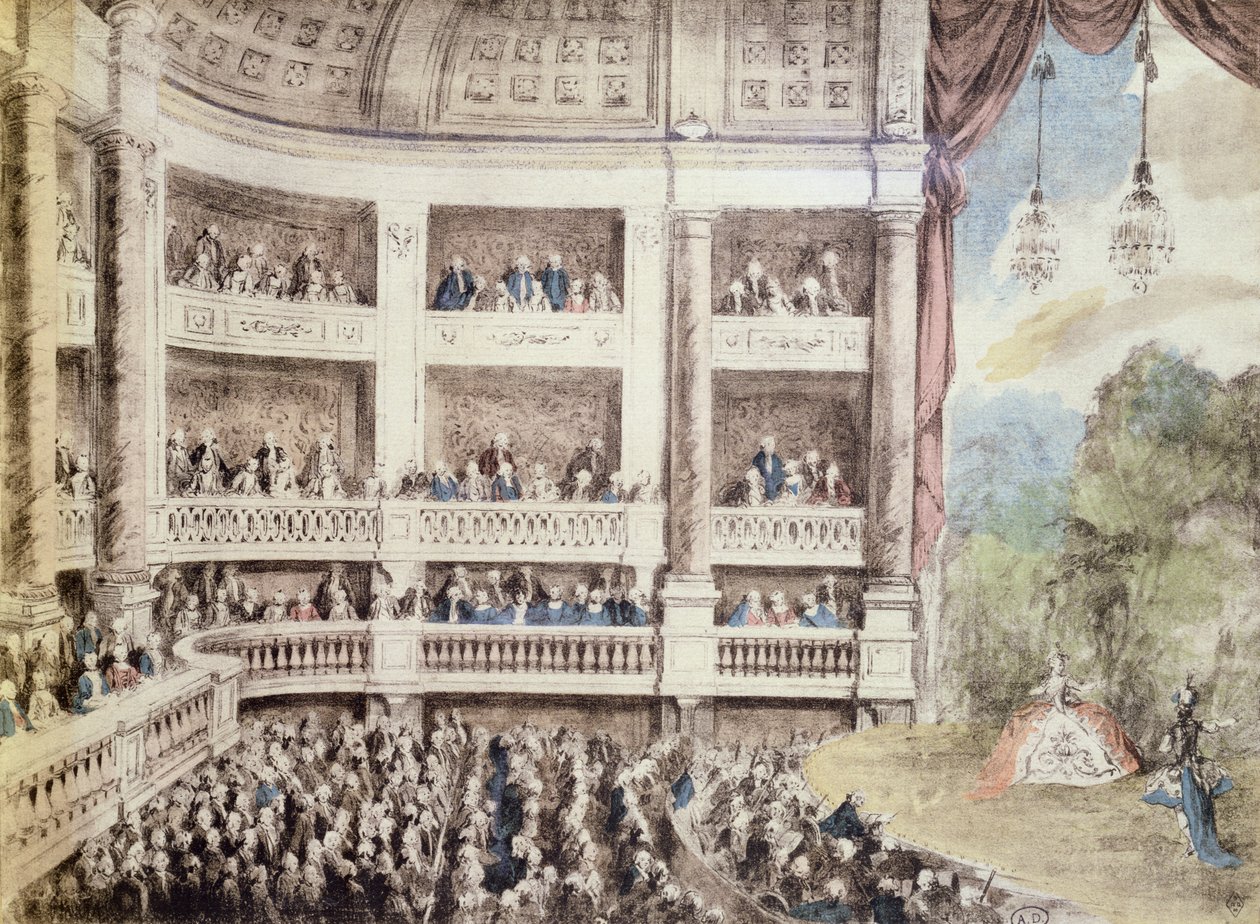 Scène in de Opera, c.1760 door Gabriel de Saint Aubin