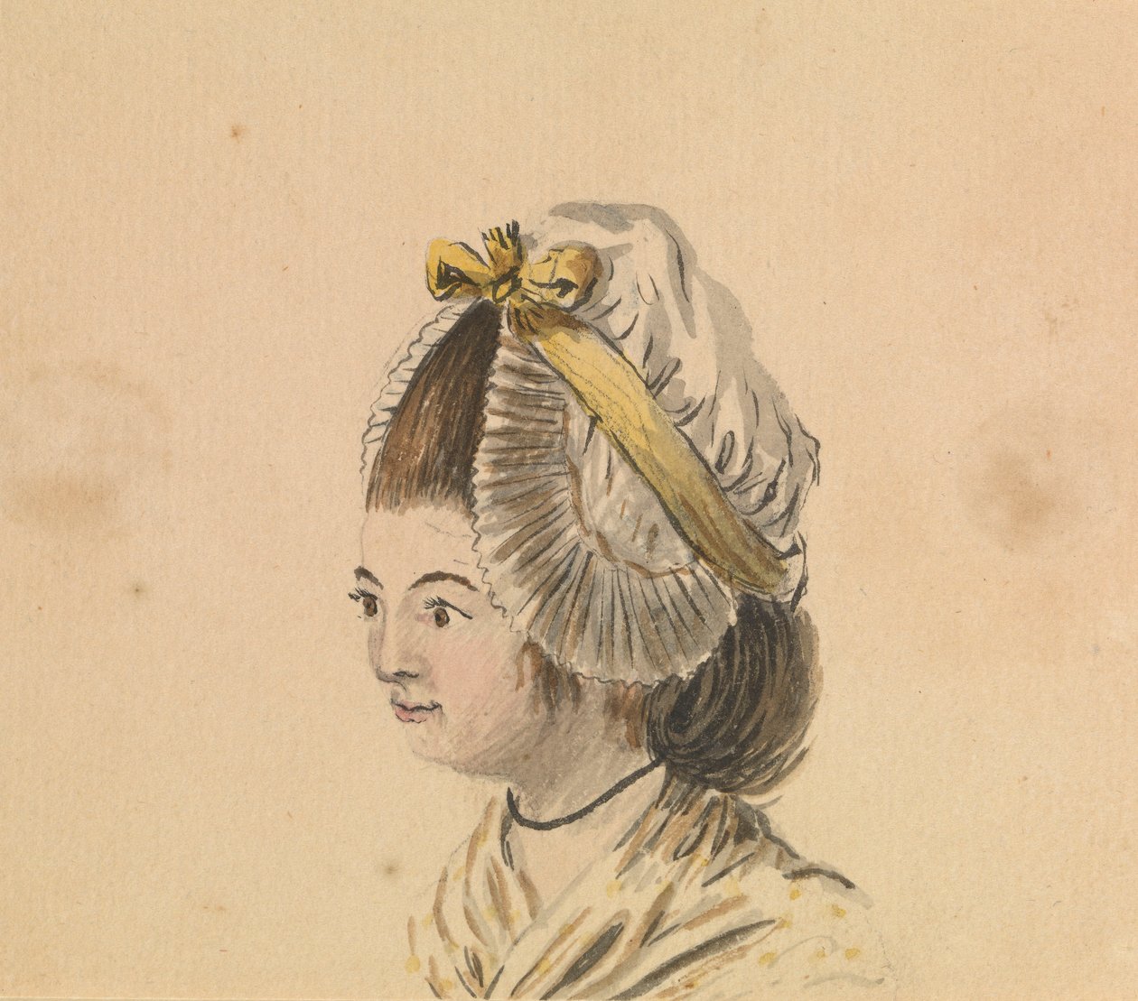 Hoofd van een vrouw in een geplooide muts, c.1774 door Gabriel Bray