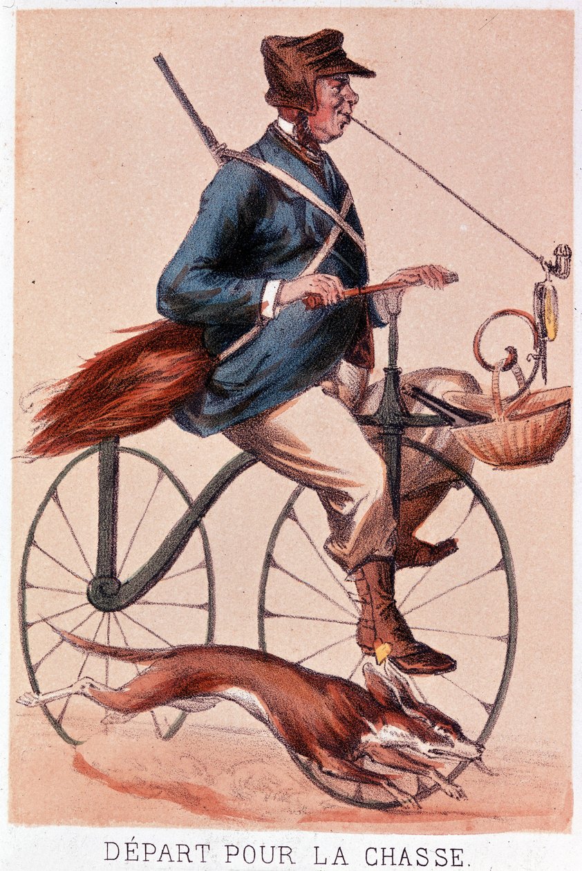 Vertrek op jacht - lithografie door Darlinghe, naar Gosthiaux door Gabriel Gostiaux