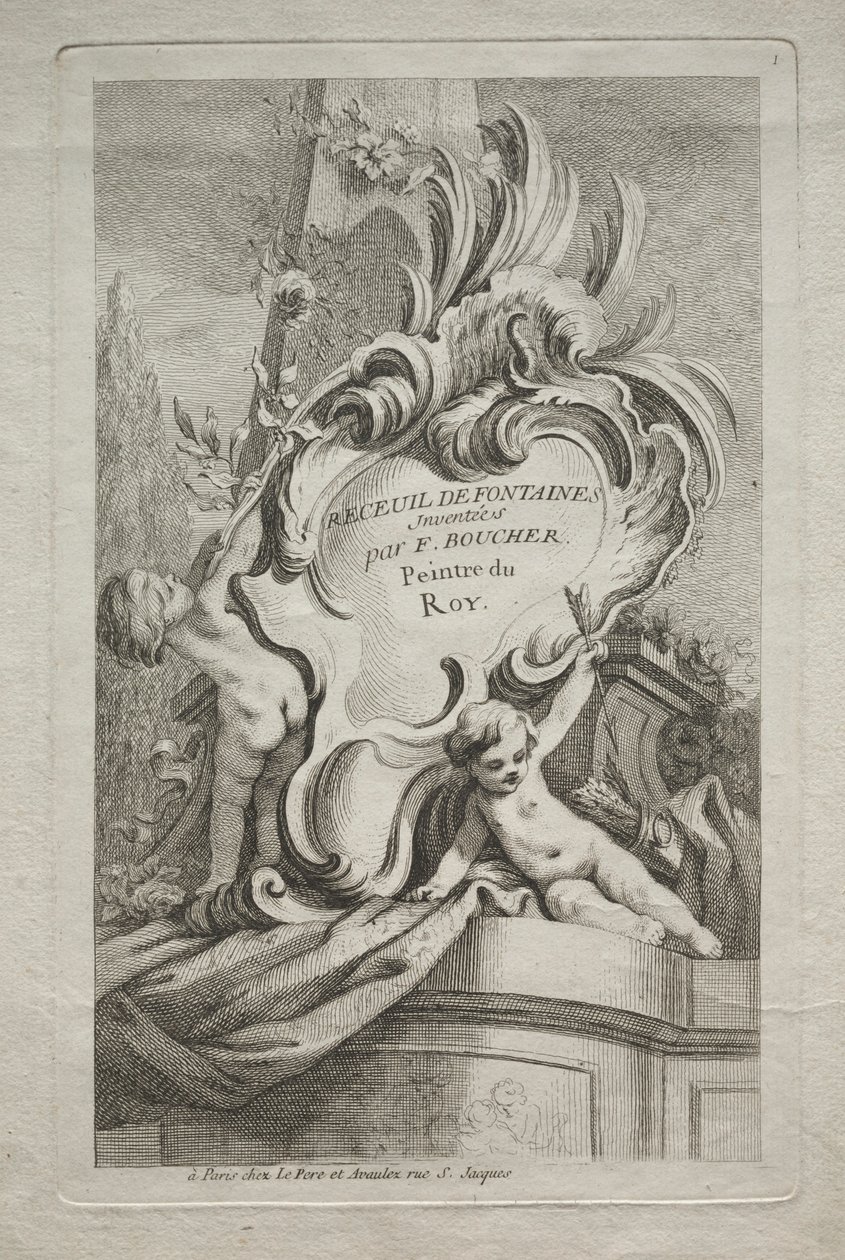 Boek der Fonteinen: Nr. 1, Titelpagina door Gabriel Huquier
