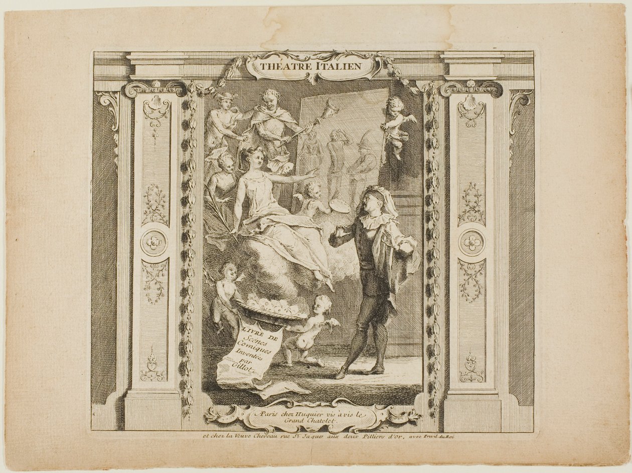 Théatre Italien, frontispice voor het Livre de Scenes Comiques door Gabriel Huquier