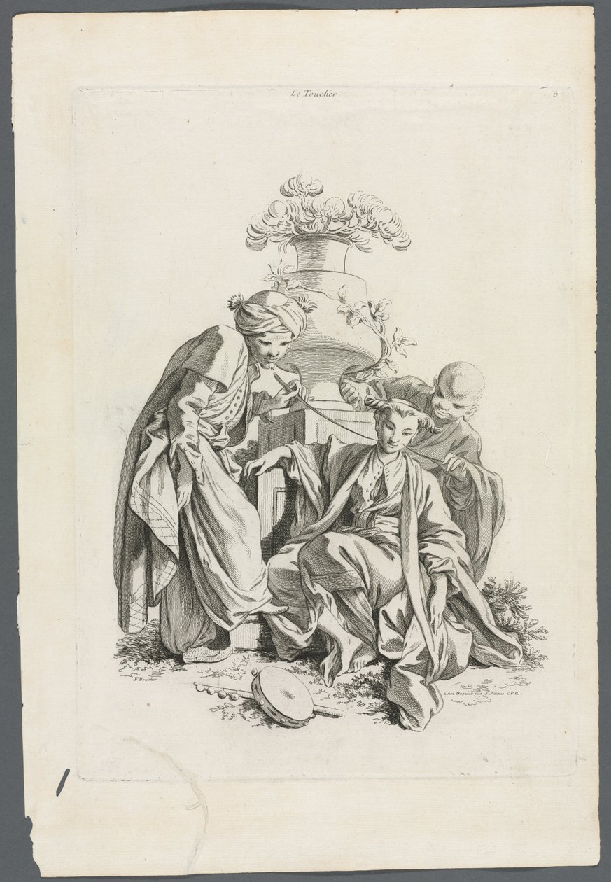 De zintuigen: Aanraking naar Boucher, 1700s door Gabriel Huquier