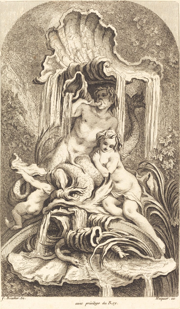 Triton en Nimf door Gabriel Huquier after François Boucher