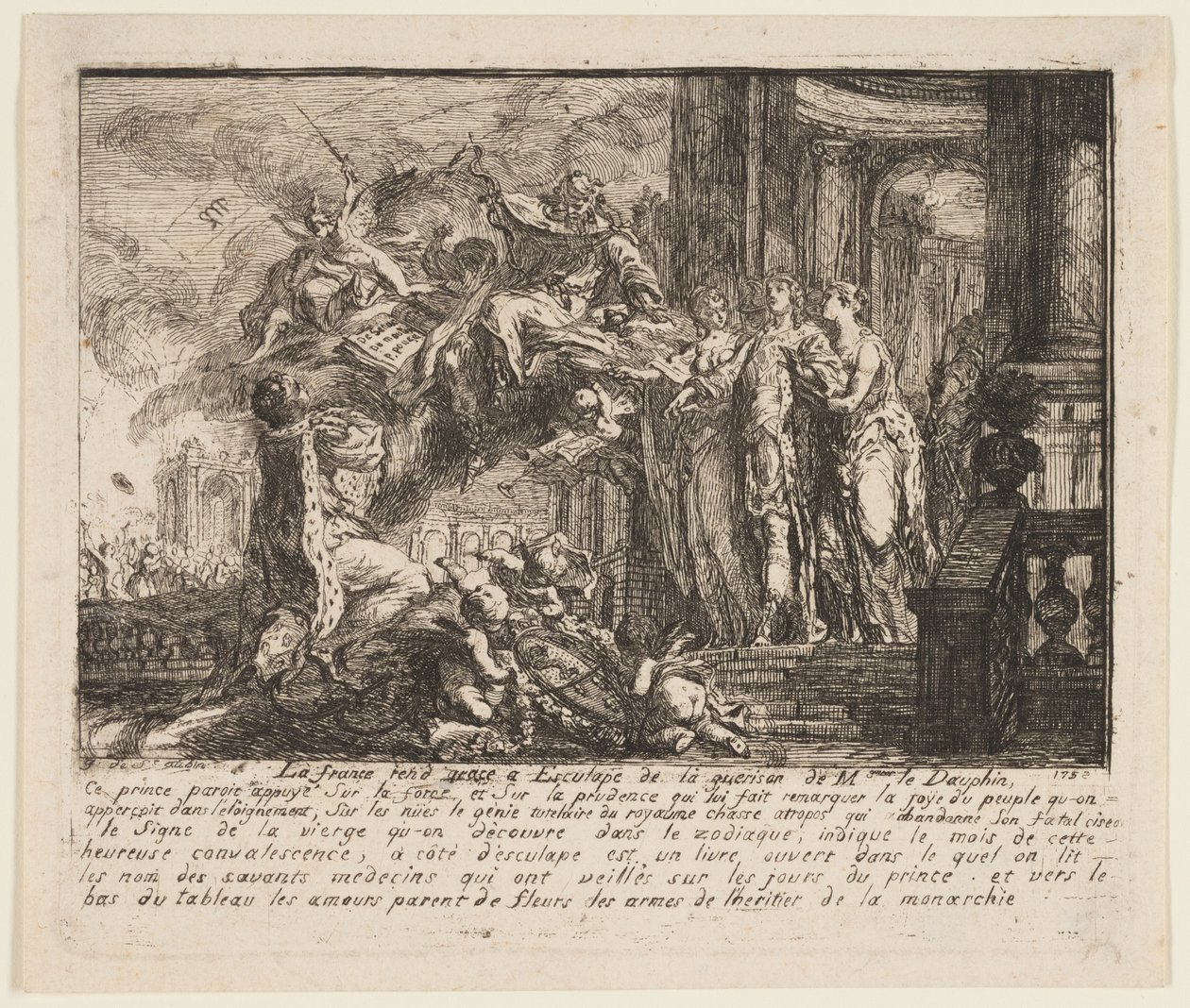 Allegorie op het herstel van de Dauphin door Gabriel Jacques de Saint Aubin