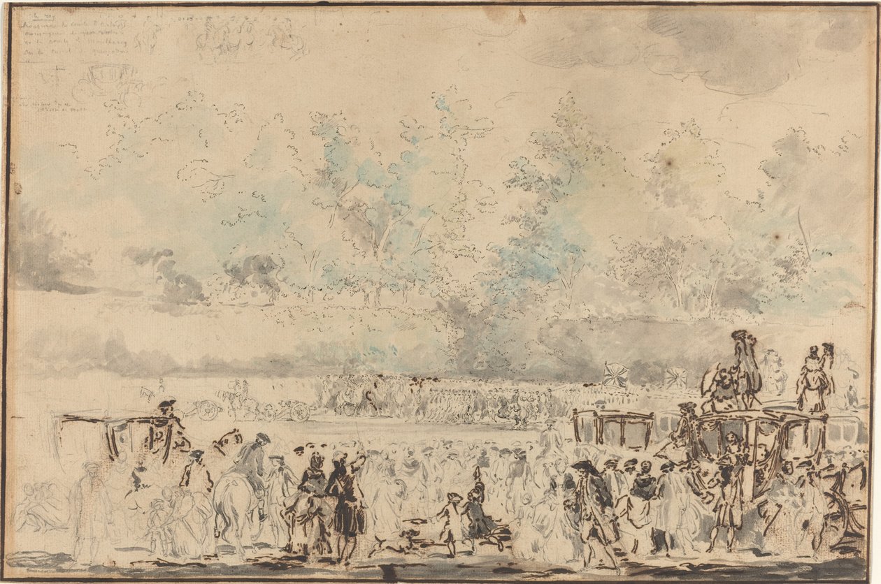 Koninklijke Inspectie van de Troepen door Gabriel Jacques de Saint Aubin